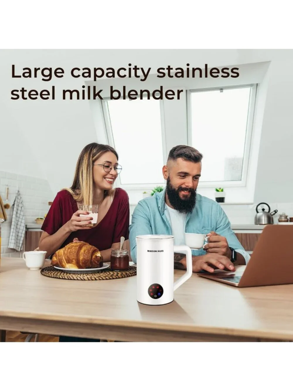 6-in-1 Electric Milk Frother & Steamer - 20oz Hot & Cold Foam Maker for Lattes